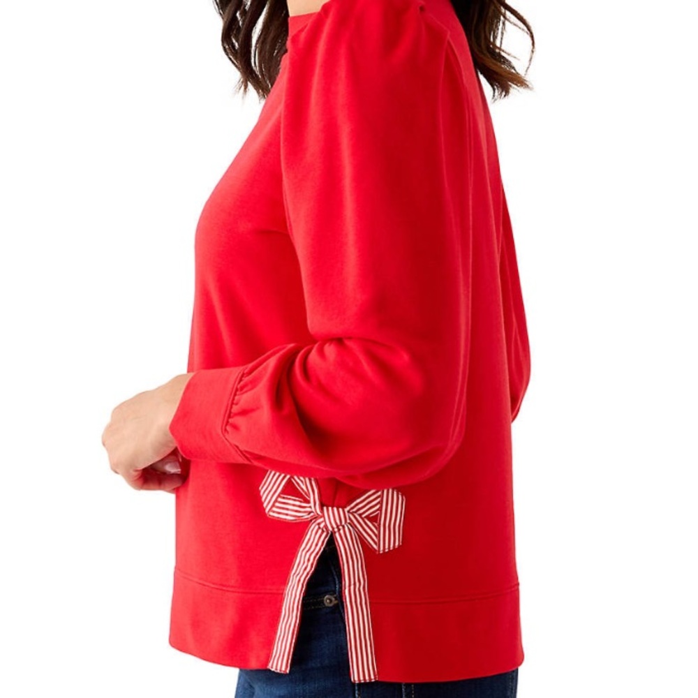 Crown & Ivy Red Puff Sleeve Sweatshirt XL- New with tags